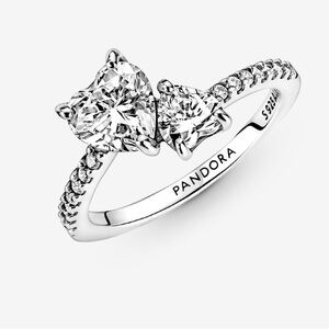 COPY - Size 7- Double Heart Sparkling Ring